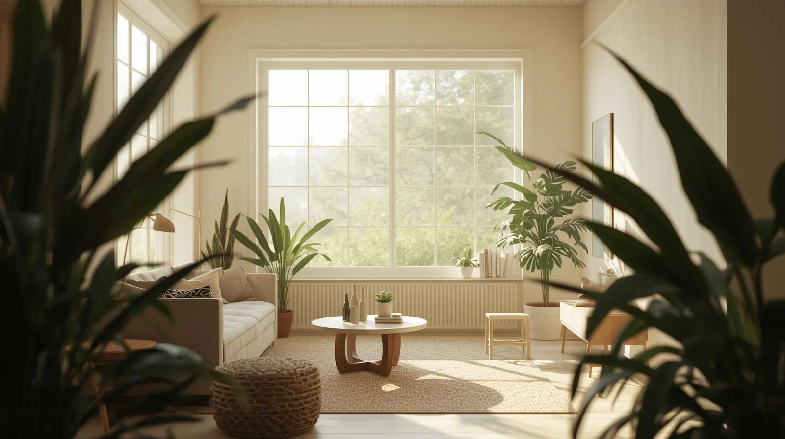 밝은 톤으로 정돈된 거실과 다이닝 공간