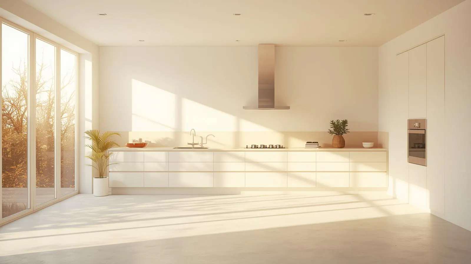 창이 넓은 주거 공간과 테이블