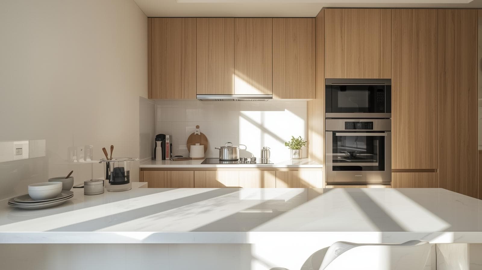 청소 후 밝게 정돈된 한국형 아파트 주방